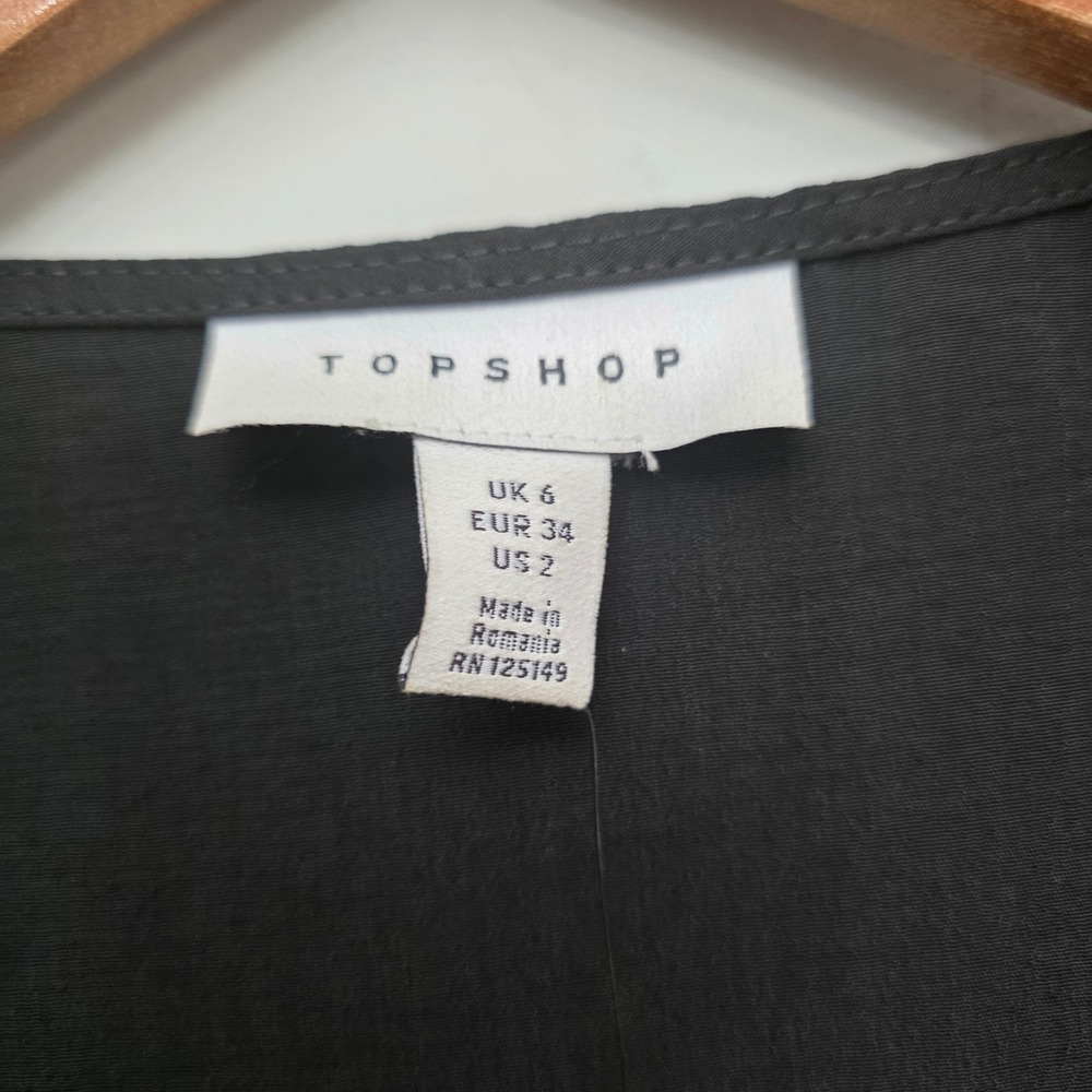 Topshop Black Midi Dress Sleeveless Button Front Collared Size 2 Casual - Picture 6 of 8